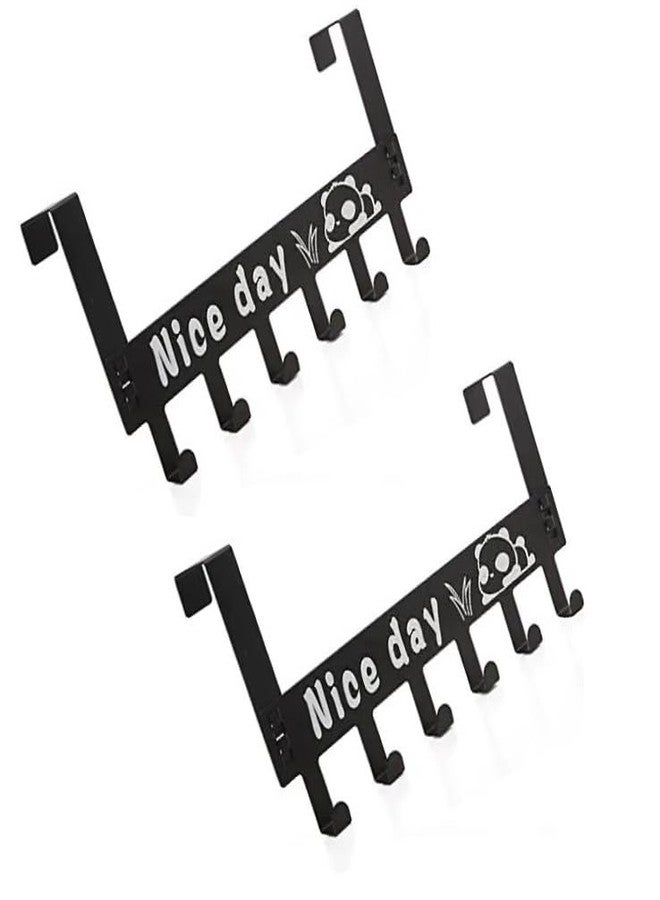 Kmils 2 Pc Over Door Hangers for Clothes Hanging, Drill Free Removable Hooks Suitable Bathroom, Bedroom (Pack of 2) (Black) - Image 1